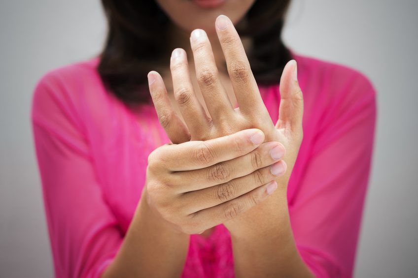 Acute pain in a women wrist from carpal tunnel