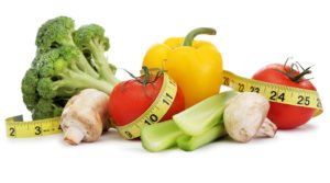 vegetables with measuring tape