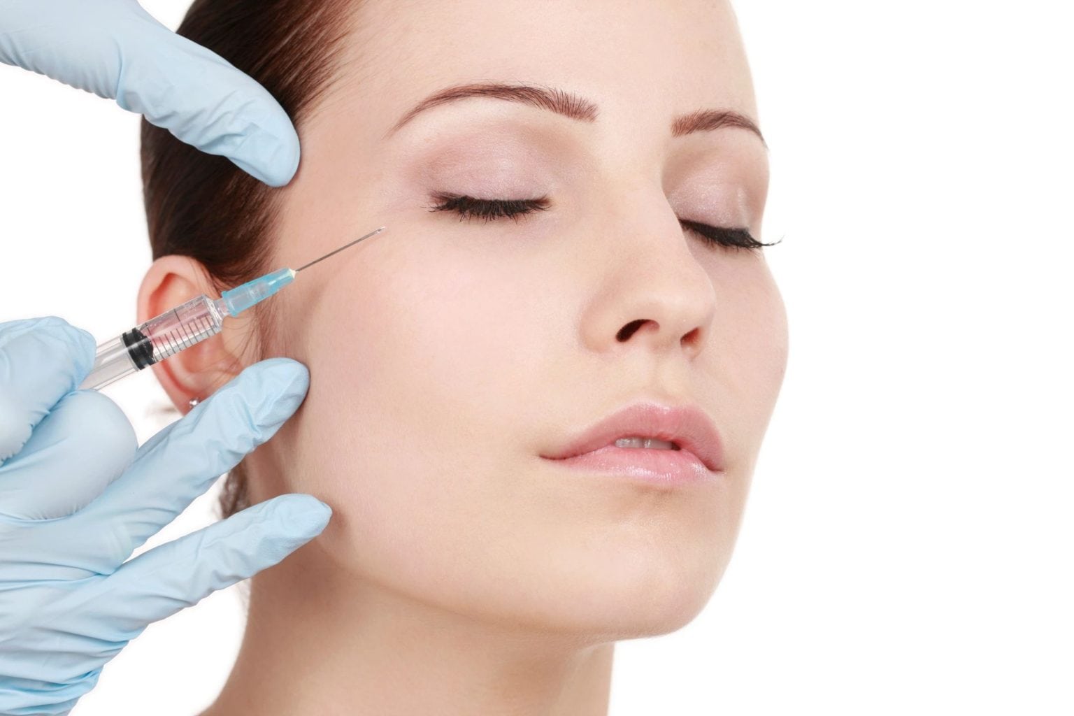 woman getting botox on face